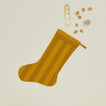 Essential Striped Stocking - Mustard/Bronze with walnuts, brushes, and pasta measure