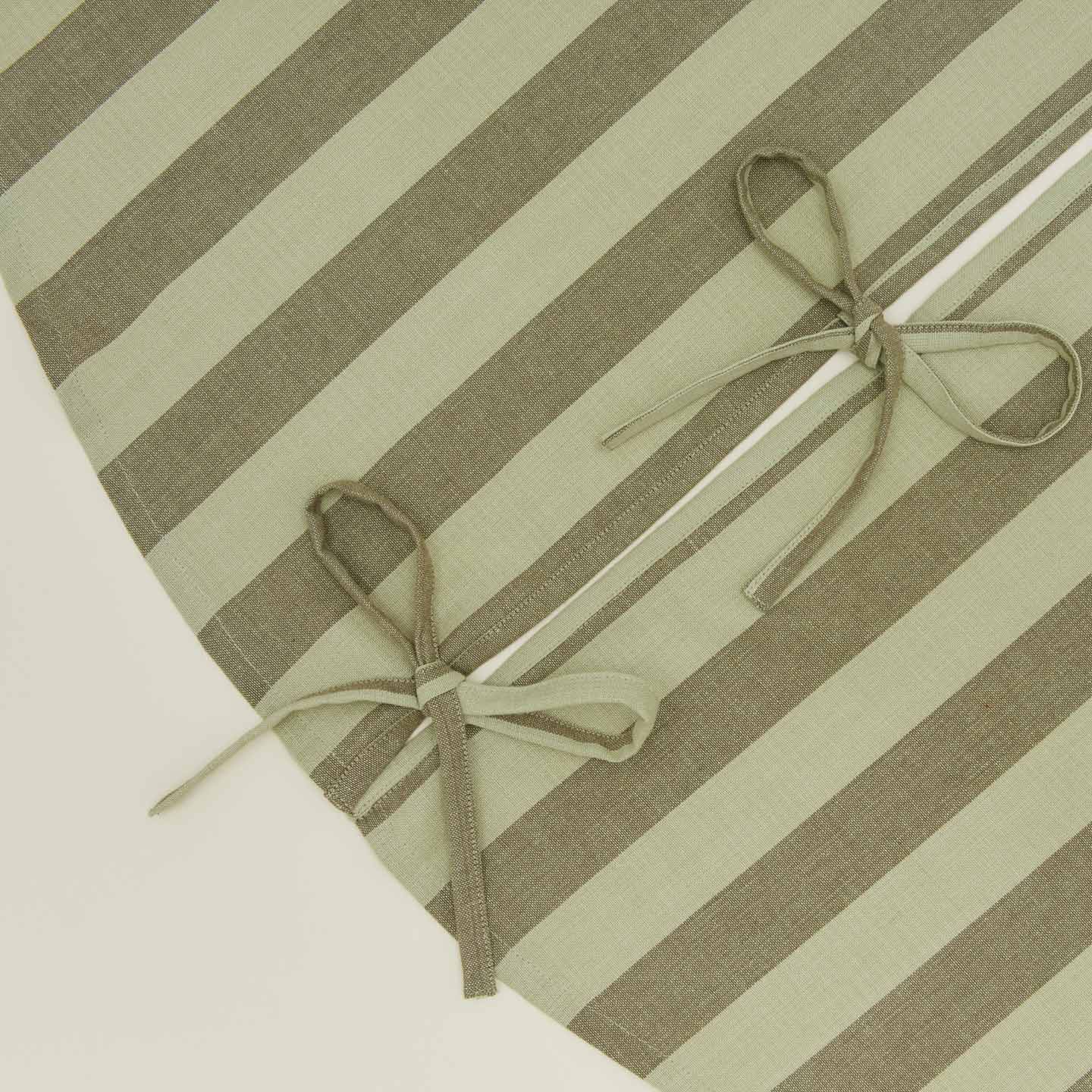 Detailed view of Essential Striped Tree Skirt - Olive/Sage