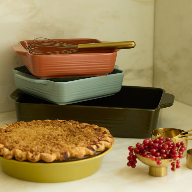 Fall baking dishes stacked