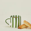 Fodory olive striped mug with biscotti