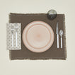 Fog linen flax and black dot linen napkin with place setting