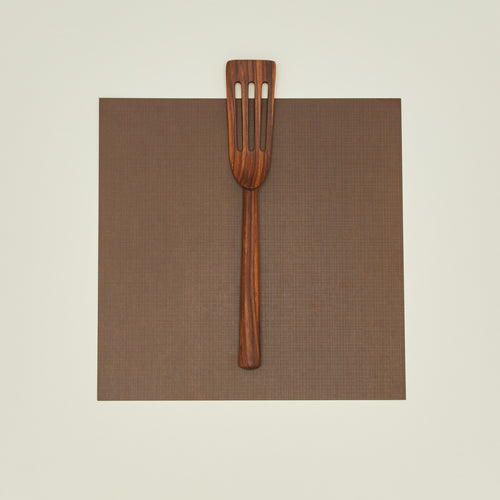 Narrow teak slotted spatula