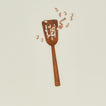 Wide Teak Slotted Spatula with beans