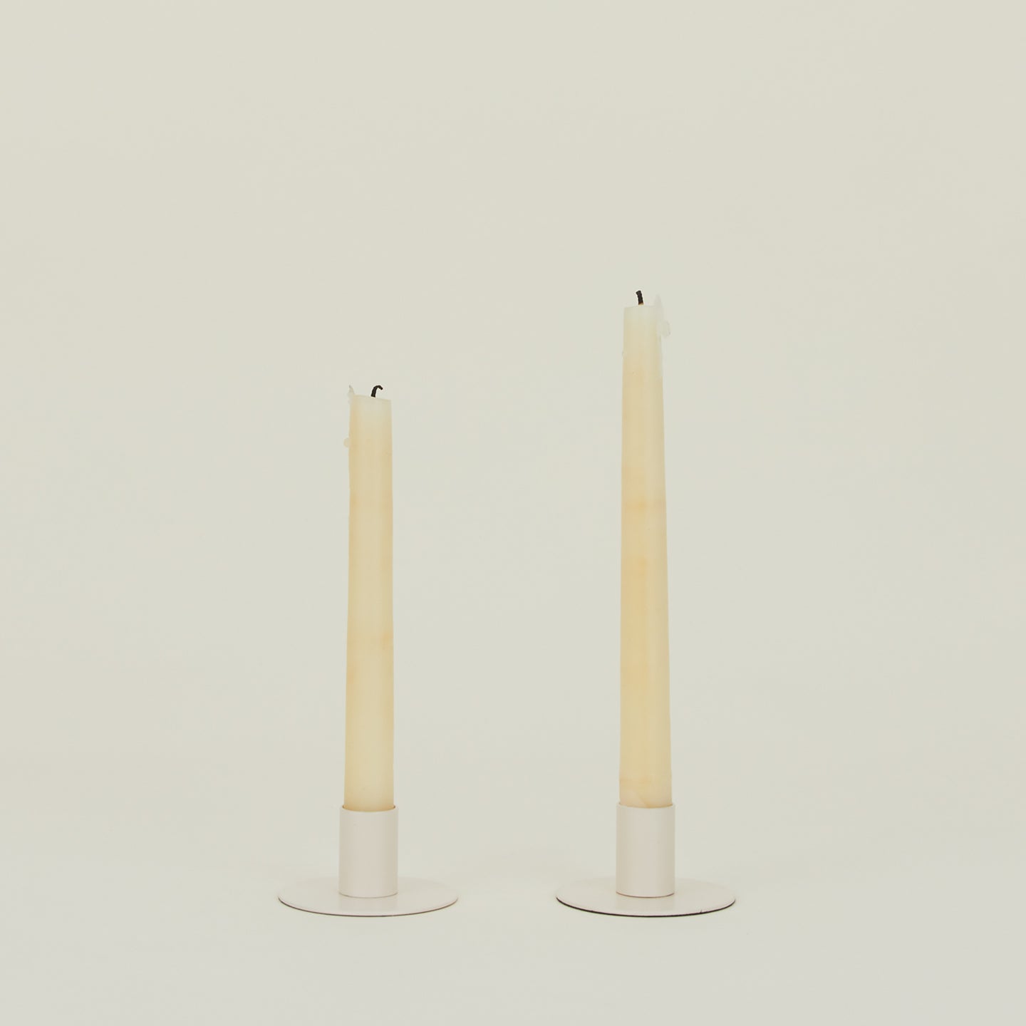 Essential Metal Candle Holders, Set of 2 - Ivory