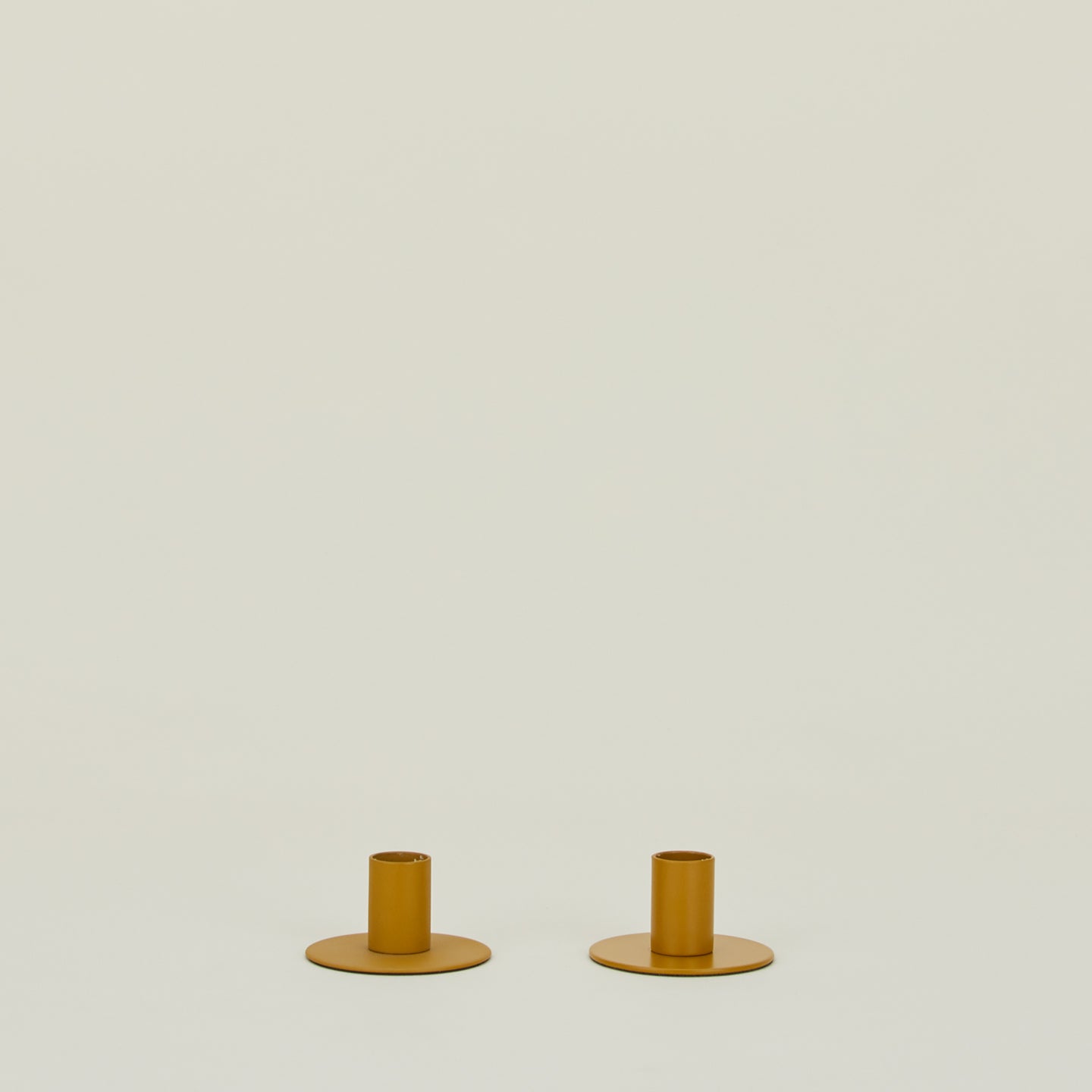 Essential Metal Candle Holders, Set of 2 - Mustard