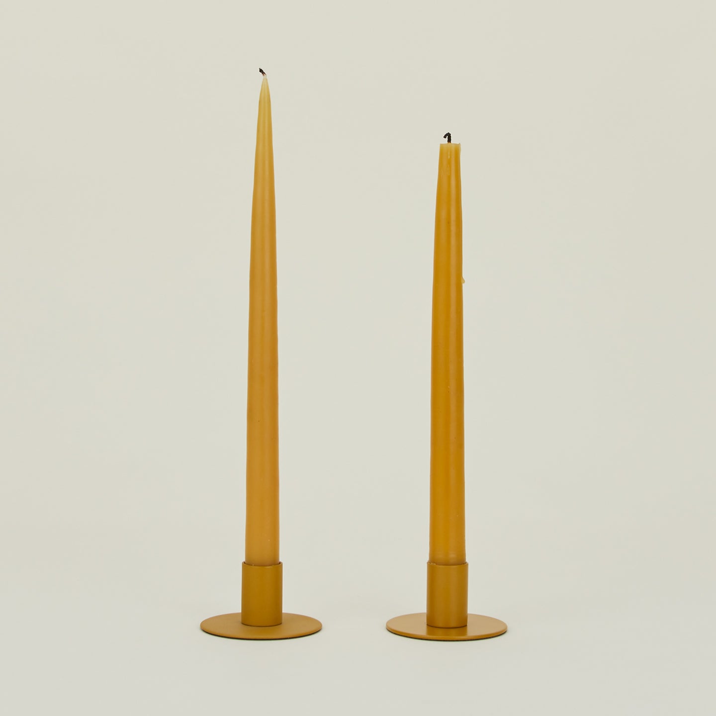 Essential Metal Candle Holders, Set of 2 - Mustard