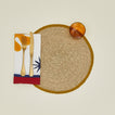 Inner Child Celestial napkins with placemat, glass and flatware
