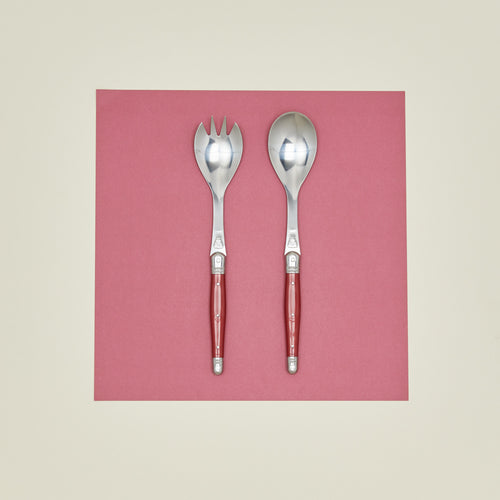Jean Dubost salad servers in red