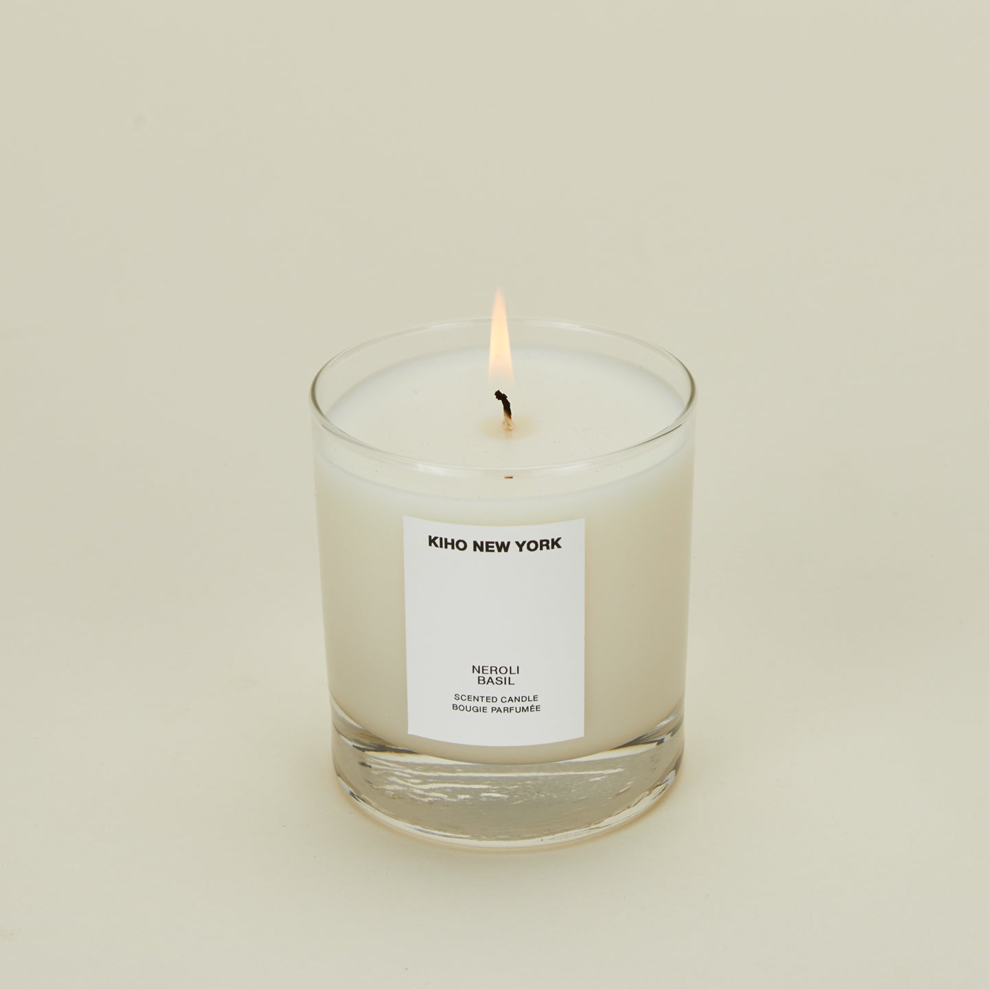 Close up view of basil candle