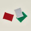 Lurex sponge set in red, silver, and green