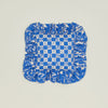Ruffled Floral Cushion - Klein Blue Plaid