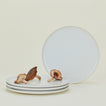 Four Modernist Dinner Plates, with mushrooms.