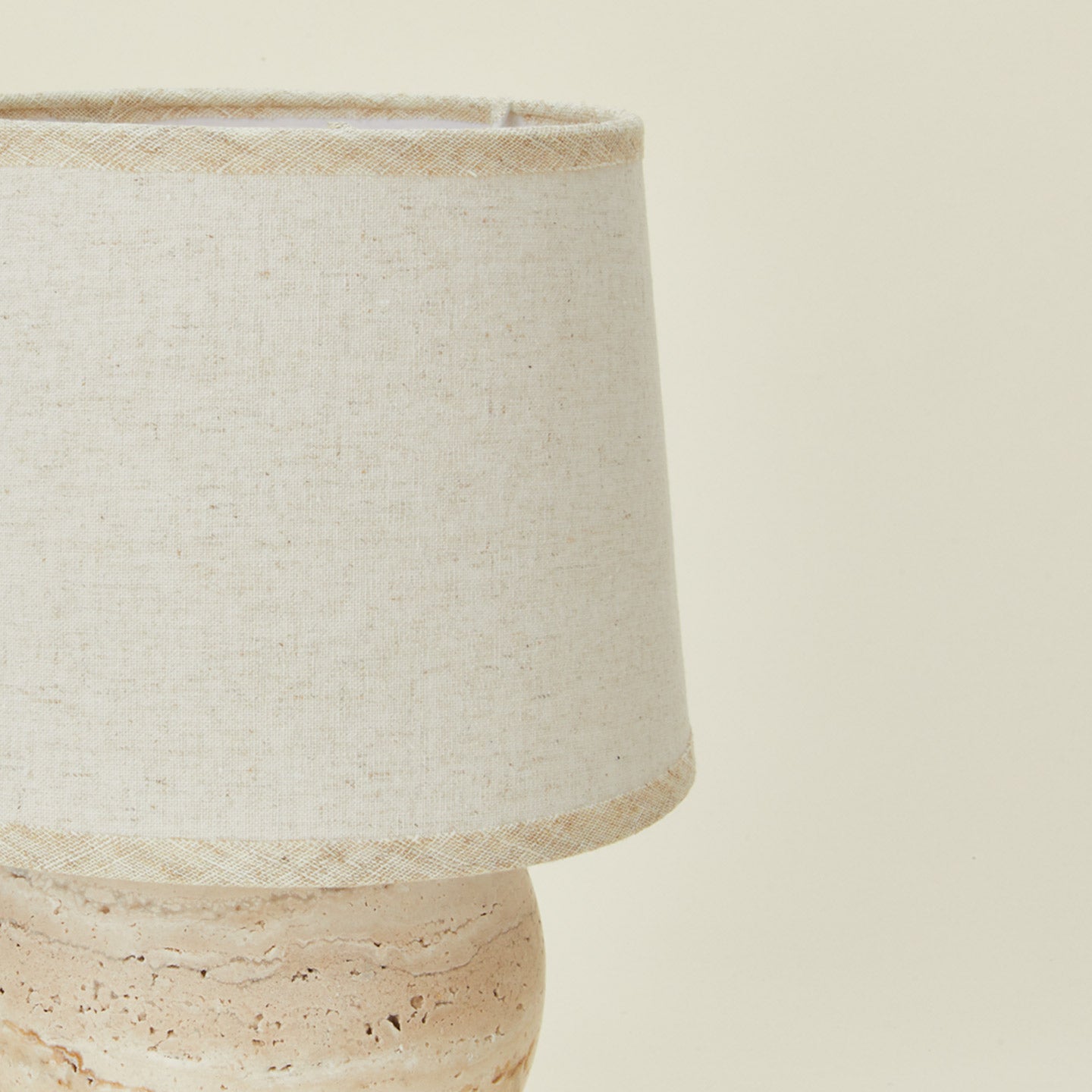 Close up view of Round Silee Travertine Lamp