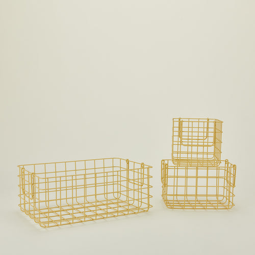 Set of 3 grid baskets in butter