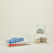 Set of 3 grid baskets in chalk with items