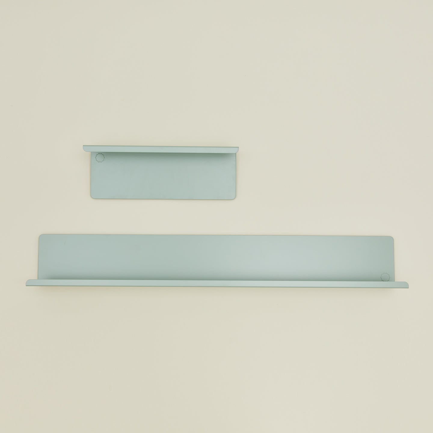 Ledge shelves in sage
