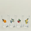 Close up view of juice glasses, set of 4