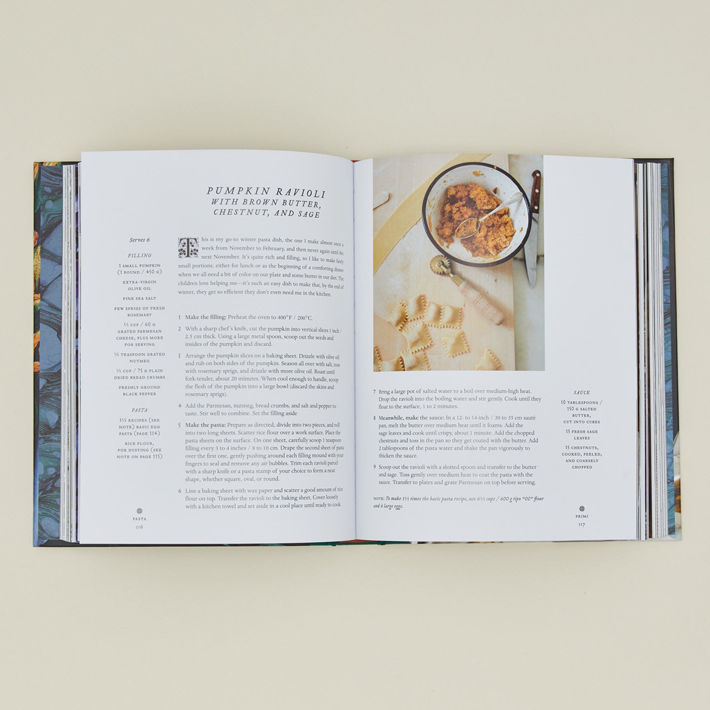 Old World Italian cookbook open