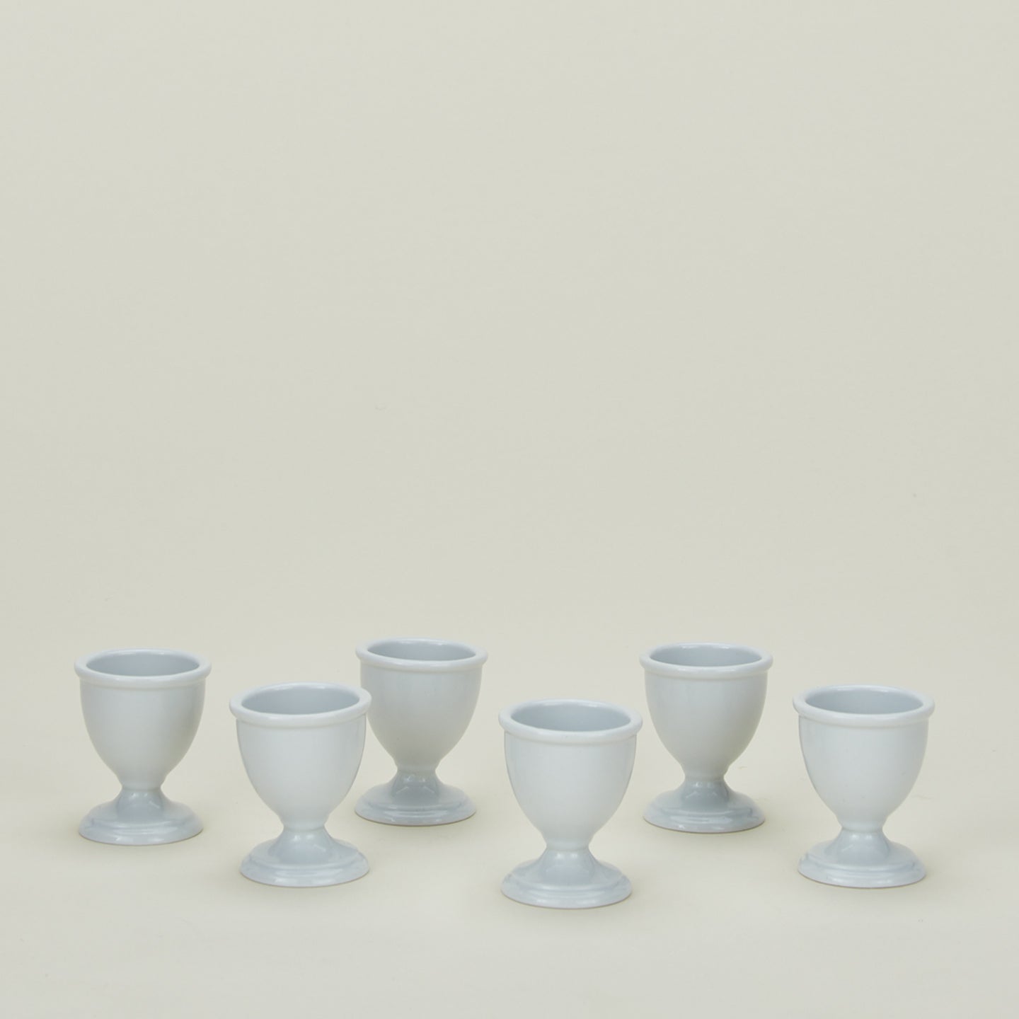 Set of 6 porcelain traditional egg cups in white