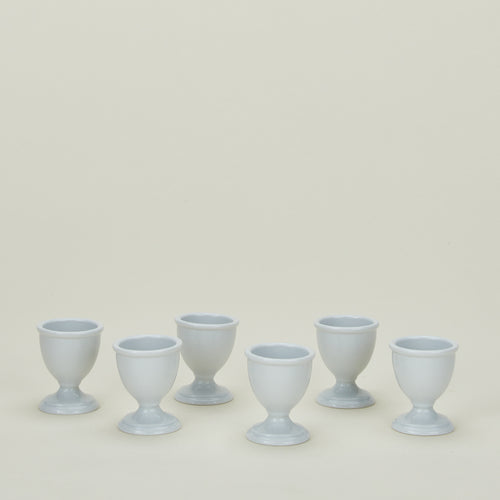 Set of 6 porcelain traditional egg cups in white
