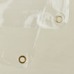 Close up view of sunny shower curtain in clear