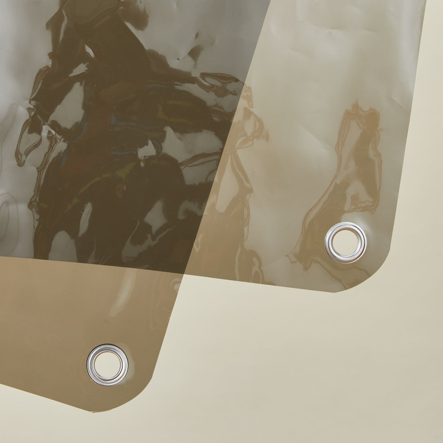 Close up view of sunny shower curtain in night ride