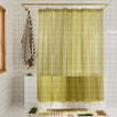 Sunny shower curtain in olive in bathroom