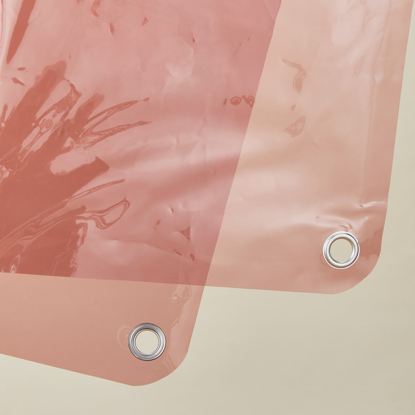 Close up view of sunny shower curtain in rose