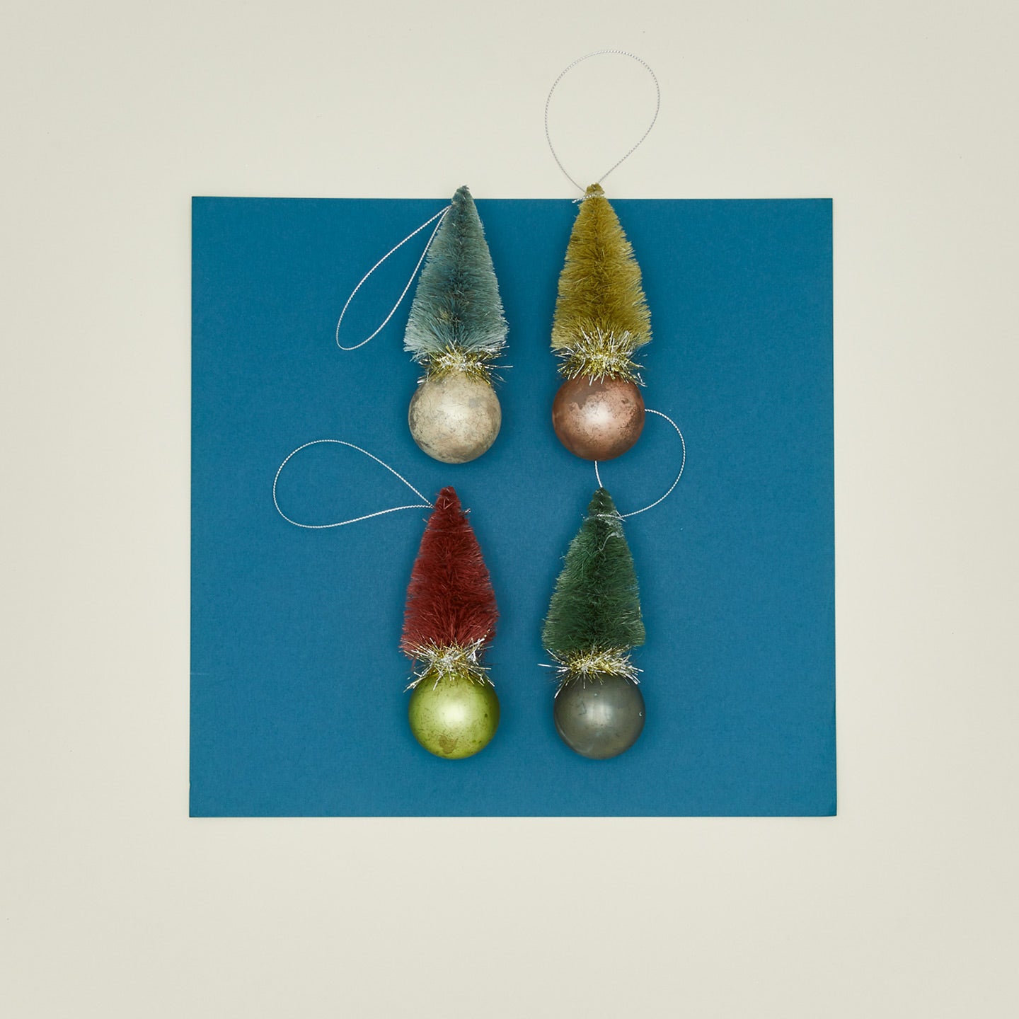 Bottlebrush tree ornaments set of 4