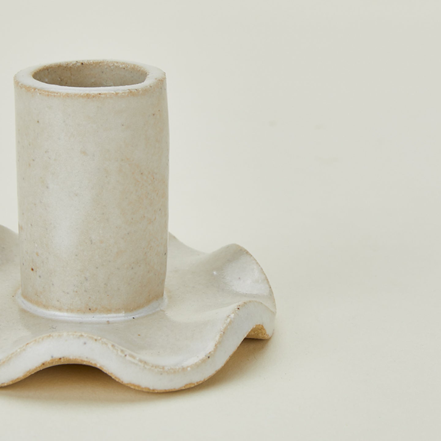 Close up view of ruffle edge candle holder