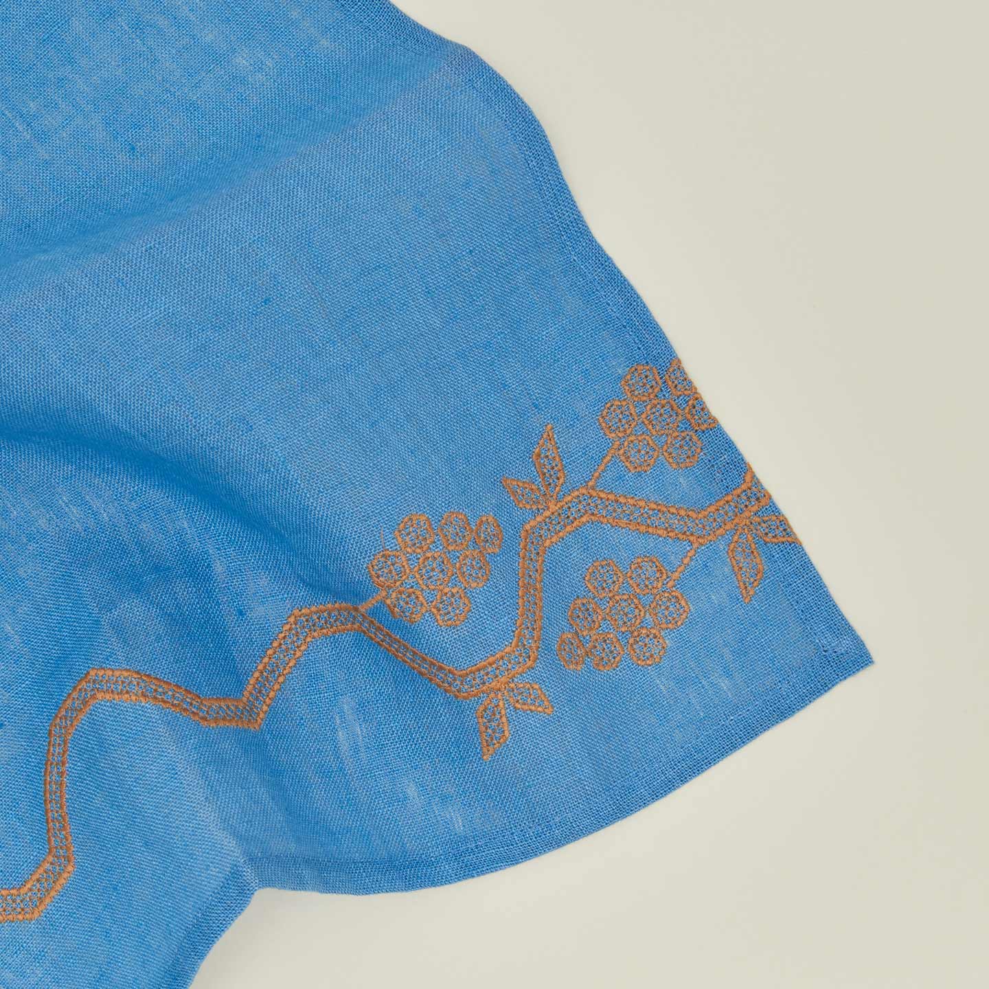 Close up view of napa napkin in blue