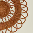 Close up view of rattan placemat.