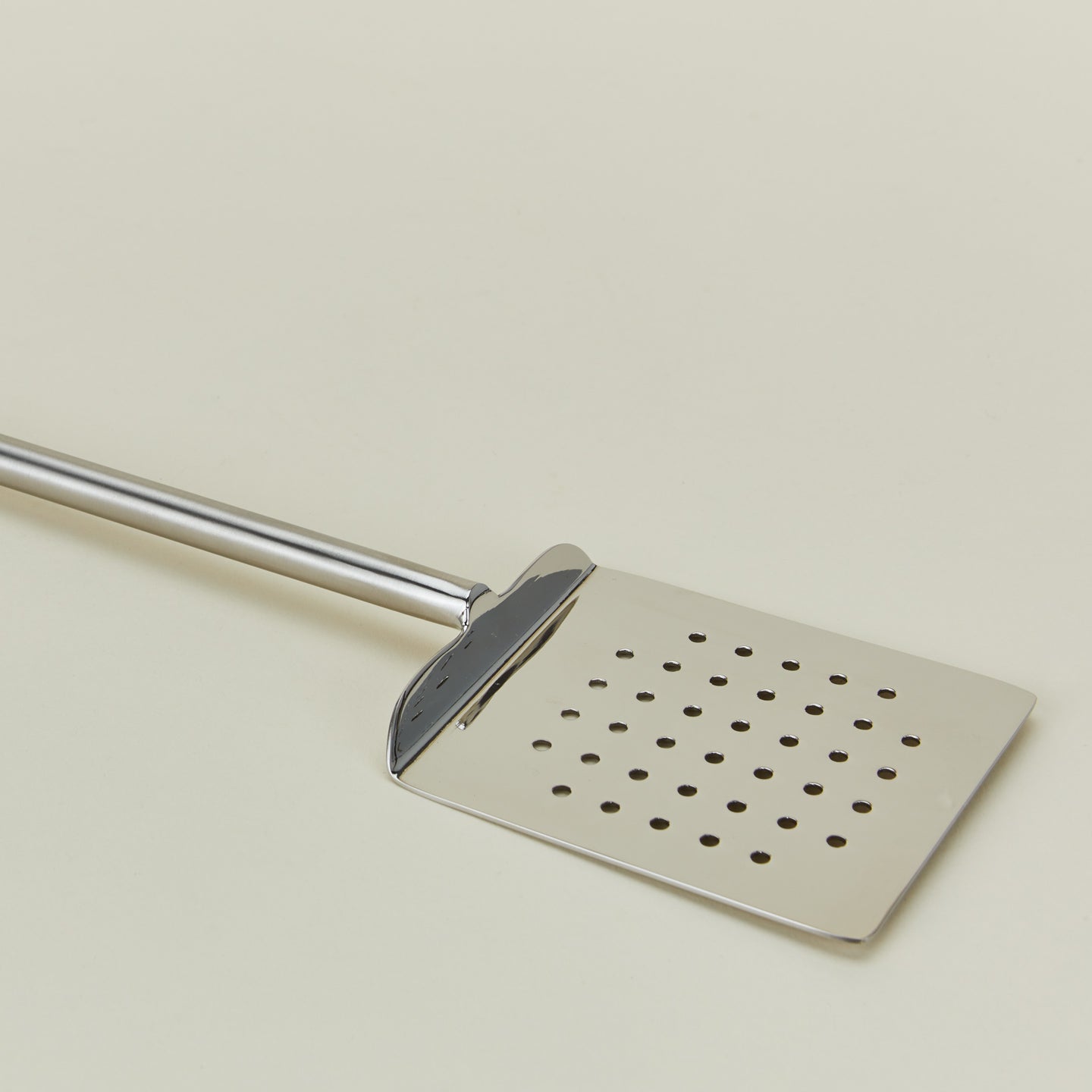 Close up view of Simple metal spatula in silver
