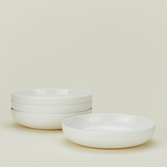 Simple Porcelain Low Bowl, Set of 4