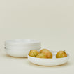 Simple porcelain low bowl set of 4 in white with pears