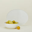 Simple Porcelain serving set with serving bowl and platter in white with fruit