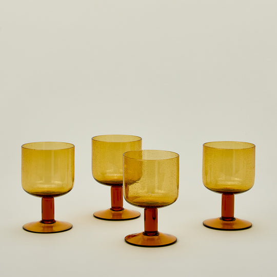 Simple Seeded Glassware, Set of 4 - Amber