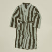 Simple Striped Terry Bathrobe - Olive/Sage