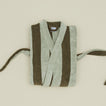 Folded Simple Striped Terry Bathrobe - Olive/Sage