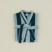 Folded Simple Striped Terry Bathrobe - Sky/Peacock