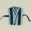 Folded Simple Striped Terry Bathrobe - Sky/Peacock