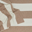 Striped throw in ivory and flax close up 