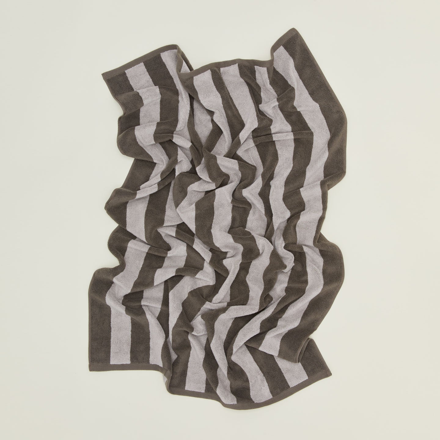 Oversized Simple Striped Terry Towel in light grey and dark grey.