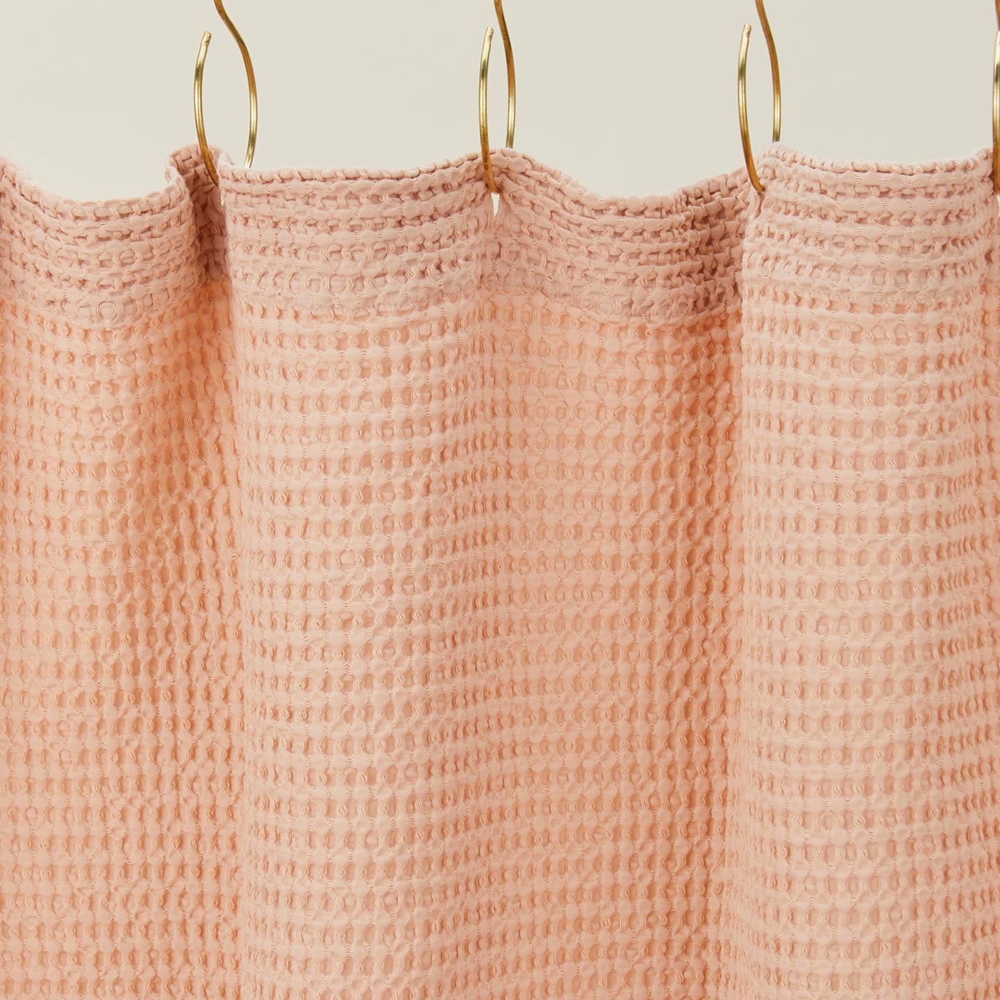 Simple waffle shower curtain in blush
