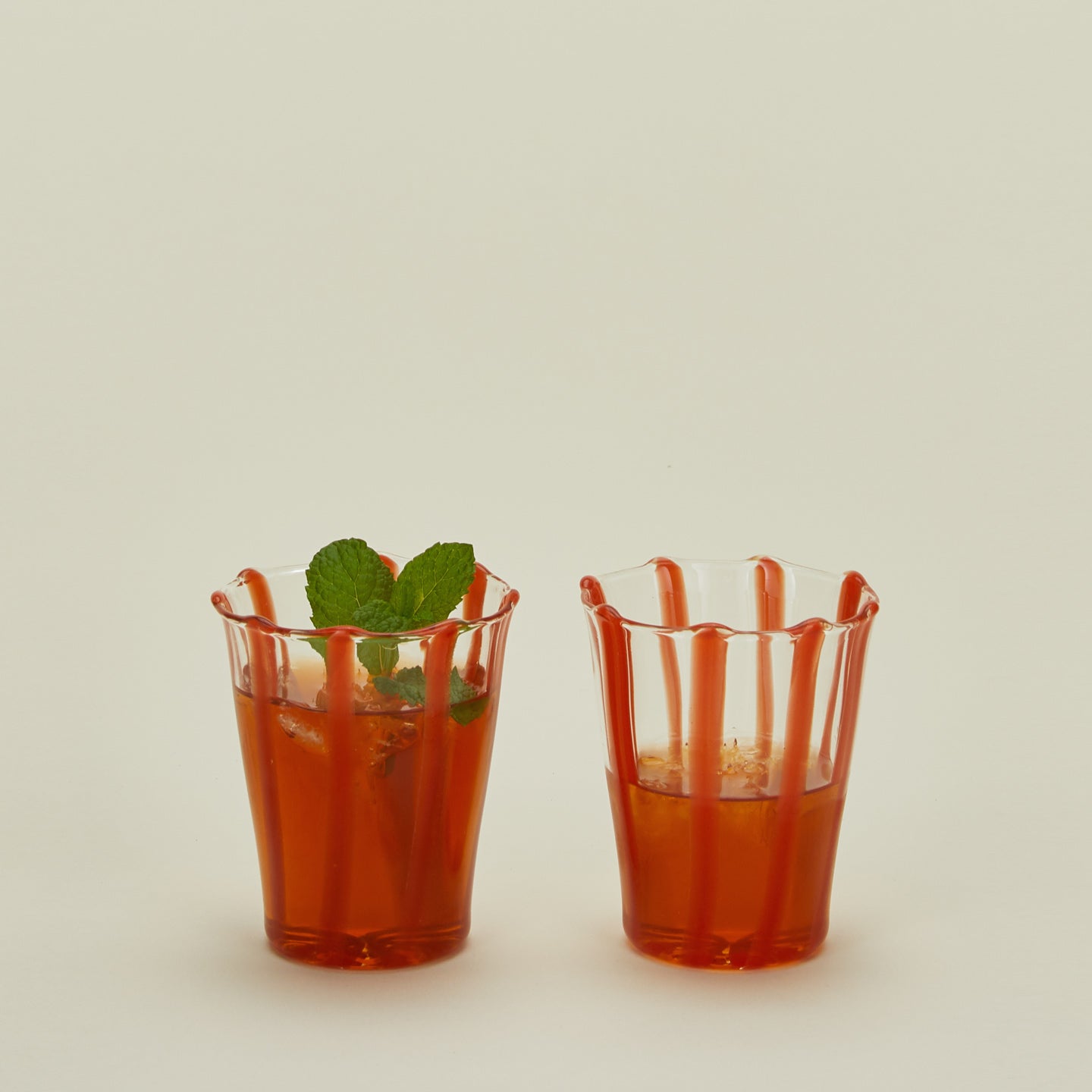 Sophie Lou Jacobsen La Verre petit glassware in terracotta with juice