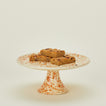Splatterware cake stand in ivory and bronze with brownies