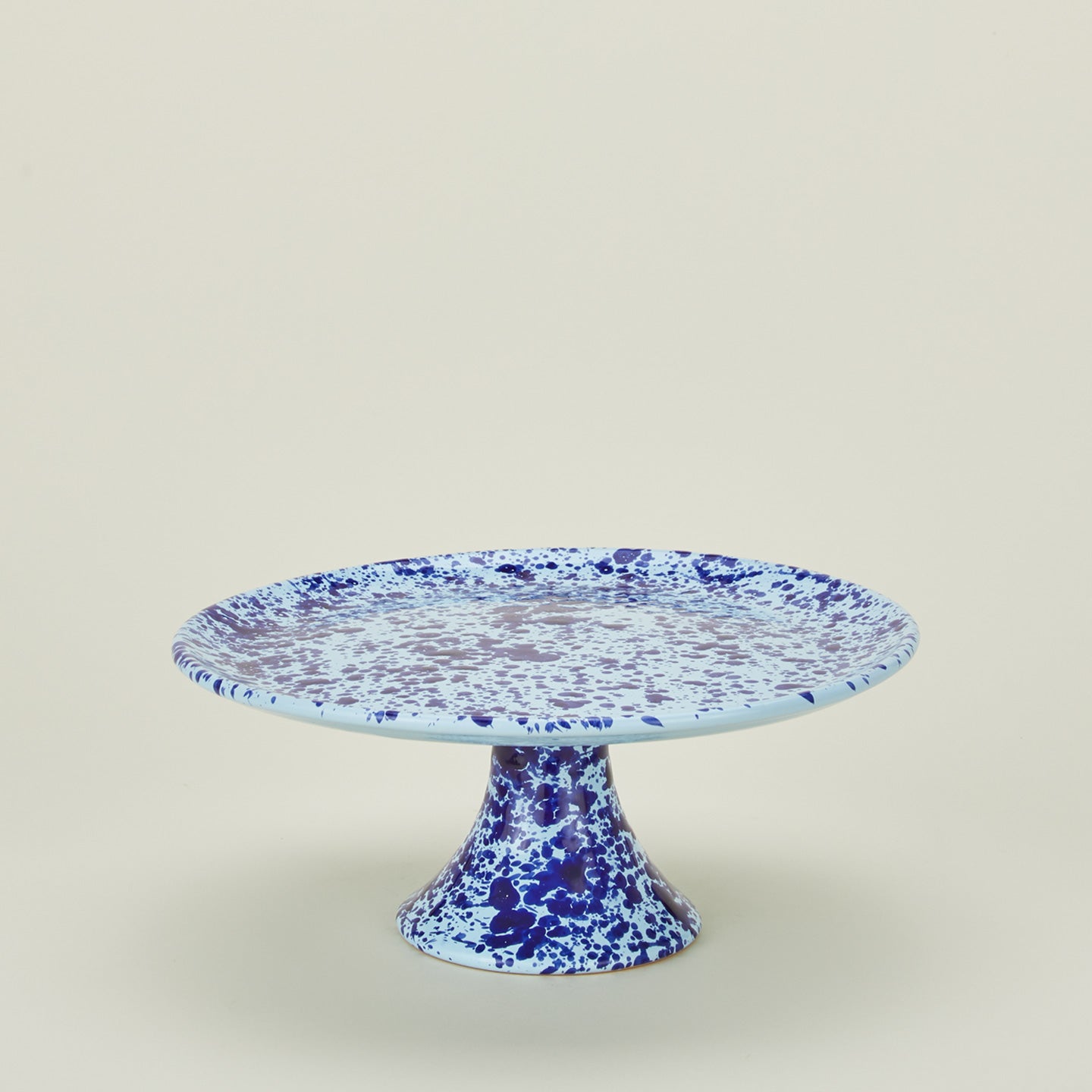 Splatterware cake stand in sky and cobalt