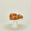 Splatterware cake stand in white and ivory with croissants
