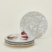 Splatterware dinnerplates set of 4 in grey and white with onions