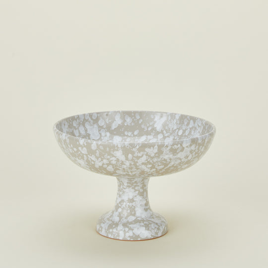 Splatter Footed Bowl - Light Grey/White